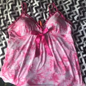 Pink silk tank top